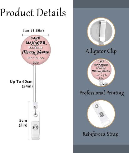 Case Manager Badge Reel, Because Miracle Worker Isn't A Job Title Retractable 1.5" Badge Holder, Nurse Case Manager Gift, Lanyard, Carabiner #396 in Saudi Arabia