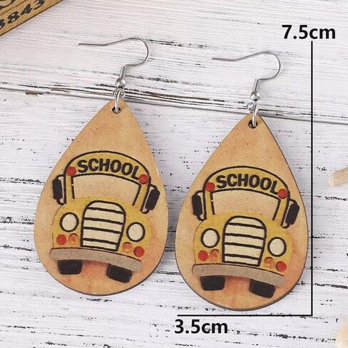 أقراط Zian الخشبية اللطيفة للمعلمين، أقراط الحافلة المدرسية للطلاب، أقراط موسم التخرج، أقراط العودة إلى المدرسة in Kuwait