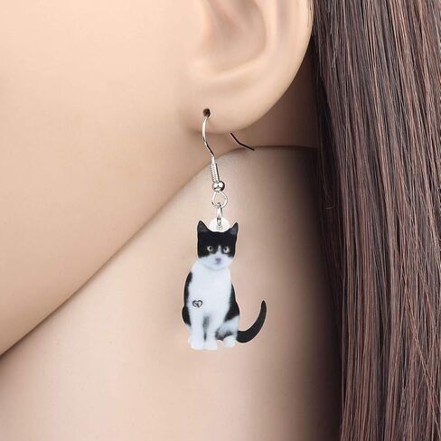 Acrylic Funky Black Cat Earrings Dangle Cat Lover Gifts for Women Girls Funny Animal Pet Jewelry in Saudi Arabia