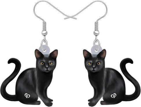 Acrylic Funky Black Cat Earrings Dangle Cat Lover Gifts for Women Girls Funny Animal Pet Jewelry in Kuwait