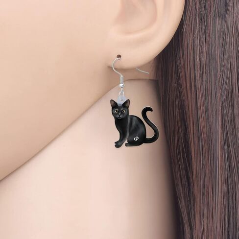 Acrylic Funky Black Cat Earrings Dangle Cat Lover Gifts for Women Girls Funny Animal Pet Jewelry in Kuwait