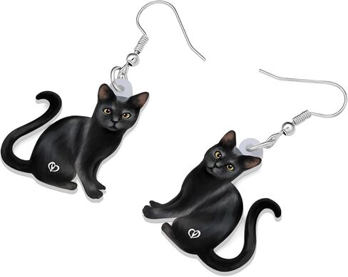 Acrylic Funky Black Cat Earrings Dangle Cat Lover Gifts for Women Girls Funny Animal Pet Jewelry in Kuwait