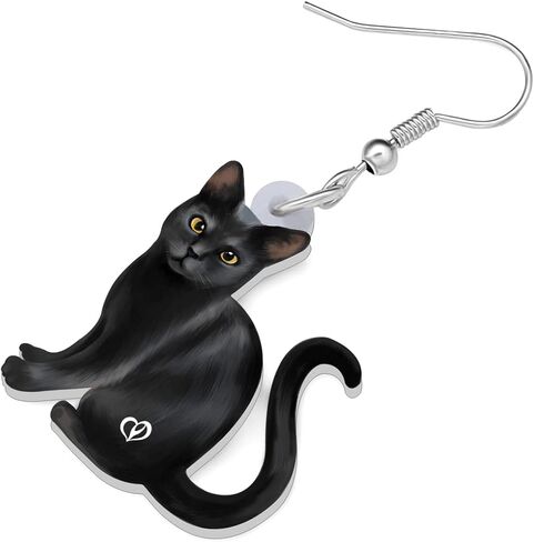 Acrylic Funky Black Cat Earrings Dangle Cat Lover Gifts for Women Girls Funny Animal Pet Jewelry in Kuwait
