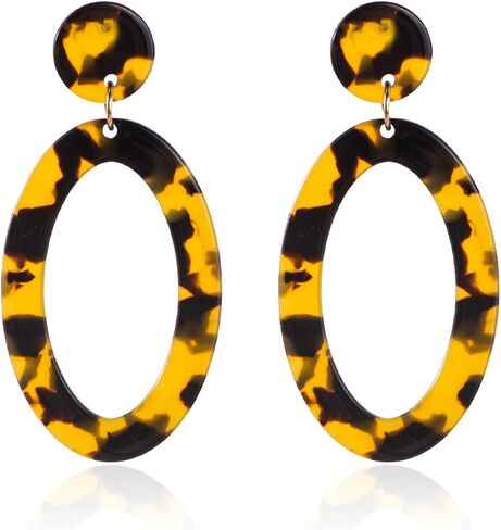 Lightweight Colourful Acrylic Geometry Circle Drop Dangle Earrings Bohemian Resin Tortoise Shell Hoop Earrings Mottled Statement Stud Earrings For Women Girls Fashion Jewelry in Kuwait