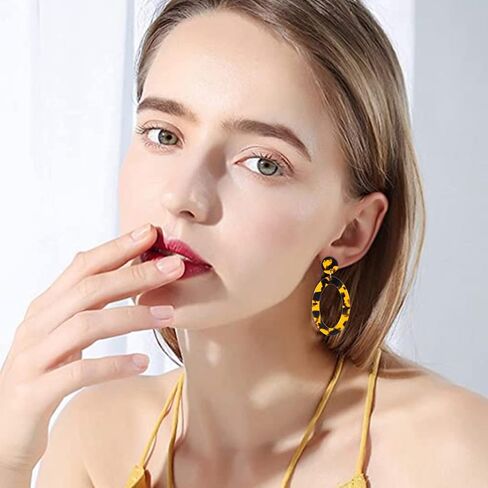 Lightweight Colourful Acrylic Geometry Circle Drop Dangle Earrings Bohemian Resin Tortoise Shell Hoop Earrings Mottled Statement Stud Earrings For Women Girls Fashion Jewelry in Kuwait