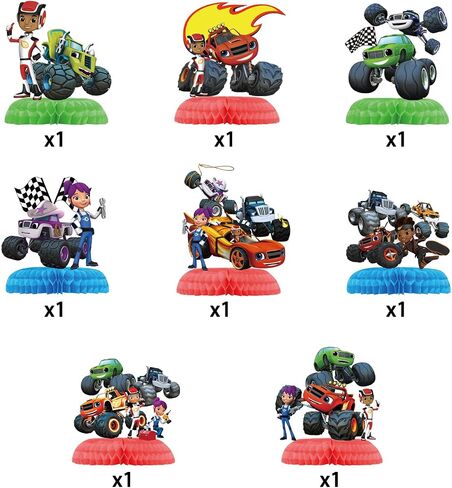 8Pcs Blaze and The birthday Monster Machines Honeycomb Centerpieces,Monster Birthday Party Decoration Supplies,Monster Birthday Party Supplies Table Decorations for Happle Party Decorations in Saudi Arabia