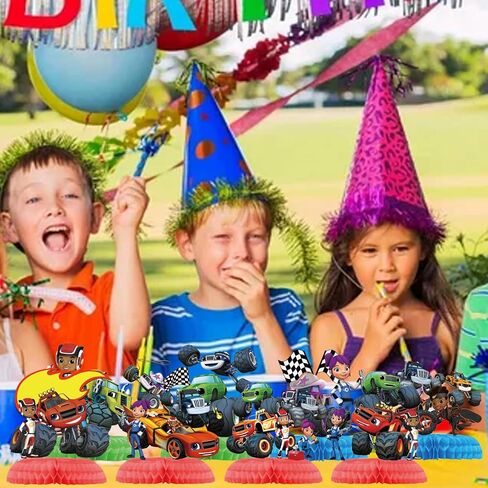8Pcs Blaze and The birthday Monster Machines Honeycomb Centerpieces,Monster Birthday Party Decoration Supplies,Monster Birthday Party Supplies Table Decorations for Happle Party Decorations in Saudi Arabia