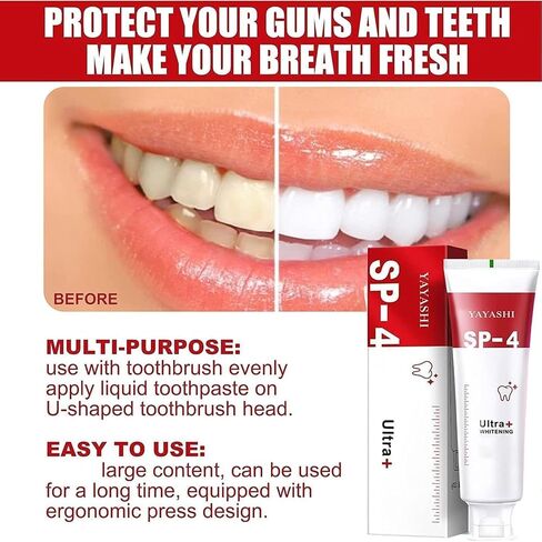 Yayashi Sp-4 Toothpaste, Sp-4 Whitening Toothpaste, Fresh Breath Sp-4 Toothpaste Brightening & Stain Removing Toothpaste, Promotes Healthy Teeth and Gums in Saudi Arabia
