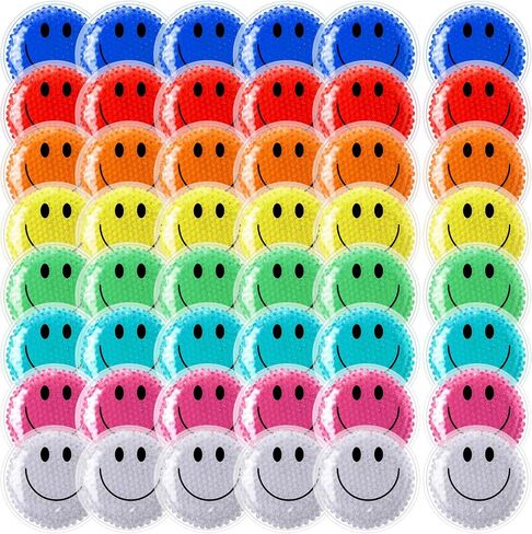 48 قطعة من عبوات الثلج سمايل بو بوو، عبوات صغيرة من الجل الساخن والبارد، عبوات ثلج دائرية قابلة لإعادة الاستخدام، عبوة ثلج متعددة الألوان، ضغط بارد لتخفيف آلام الأسنان، 4 × 4 بوصات in Kuwait