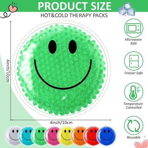 48 قطعة من عبوات الثلج سمايل بو بوو، عبوات صغيرة من الجل الساخن والبارد، عبوات ثلج دائرية قابلة لإعادة الاستخدام، عبوة ثلج متعددة الألوان، ضغط بارد لتخفيف آلام الأسنان، 4 × 4 بوصات in Kuwait