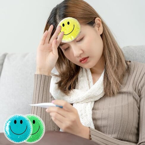 48 قطعة من عبوات الثلج سمايل بو بوو، عبوات صغيرة من الجل الساخن والبارد، عبوات ثلج دائرية قابلة لإعادة الاستخدام، عبوة ثلج متعددة الألوان، ضغط بارد لتخفيف آلام الأسنان، 4 × 4 بوصات in Kuwait