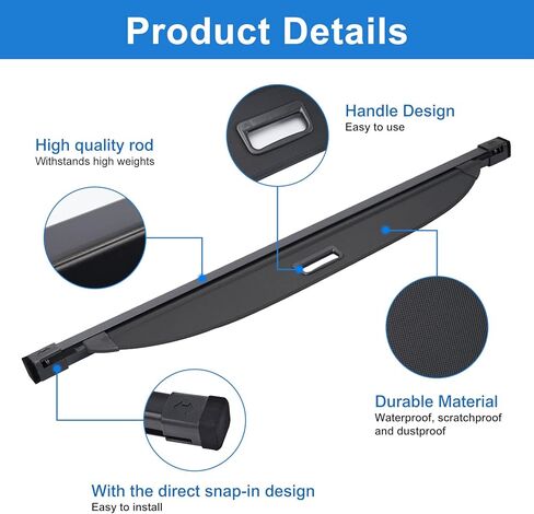 غطاء كارجو من بوردان لسيارة كيا سبورتاج 2023 غطاء أمان خلفي قابل للسحب غطاء حماية للغطاء الخلفي للأمتعة سبورتاج NQ5 مضاد للخاطف (أسود مع ألياف الكربون) in Kuwait