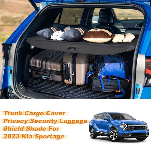 غطاء كارجو من بوردان لسيارة كيا سبورتاج 2023 غطاء أمان خلفي قابل للسحب غطاء حماية للغطاء الخلفي للأمتعة سبورتاج NQ5 مضاد للخاطف (أسود مع ألياف الكربون) in Kuwait