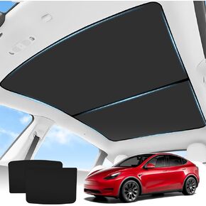 [2024 Upgrade] TOPAC Glass Roof Sunshade Sunroof for Tesla Model Y Retractable Sunshade Heat Insulation Roof Window Sun Protection (Beige)