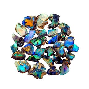 SGM Shop™ Top AA+ Quality of Natural Black Ethiopian Opal Rough Loose Gemstone Raw Fire Crystals Rock Play of Colors, Jewelry Making, Wedding Gift, Healing Chakra, Wire Wrapping Crystals- 25 Cts