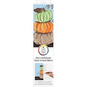 Plaid Pumpkin Stack Modern Kit, 14" x 14" Paint by Numbers for Adults and Kids, Easy-to-Follow DIY Crafts, Art Supplies with A Textured Finish, 17926