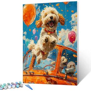 Tucocoo Happy Smiling Corgi Number Painting DIY Craft Kits Cute Dog Puppy Paint by Numbers Kits with Brushes and Acrylic Pigment Colorful Bright Style Animal Hallway Decor Gift 16x20In (DIY Frame)