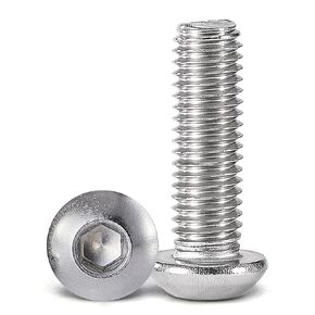 1/4-20 x 1/2" Button Head Socket Cap Screws Bolts, 304 Stainless Steel 18-8, Allen Socket Drive, Bright Finish, Full Machine Threads, Quantity 25