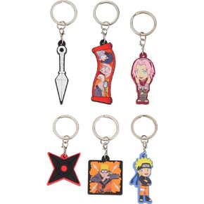 Naruto Boys Wallet and Keyrings for Kids - Mini Figures 6 Keychains or Wallet and Keyrings Gift Set