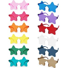Womens Heart-Star or Cat-Eye Shape Rimless Sunglasses for Party Favors, Mixed Color,Multi Pack