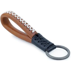 Luxury Ostrich Grain Leather Valet Keychain, Elegant Designer Key Chain with 3 Detachable Key Rings