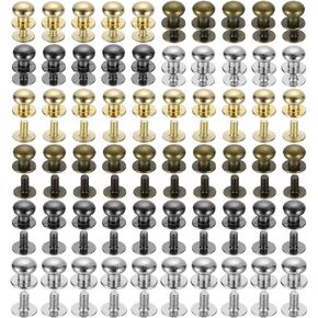 uxcell 4mm Ball Head Stud Rivets Screw Back, 100Pack Round Head Button Nipple Rivet for DIY Leather Craft Handbag Belt, 4 Colors