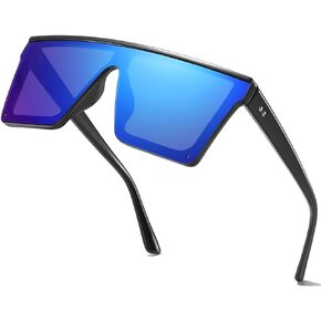 Square Oversized Sunglasses for Women and Men Fashion Flat Top Goggle Siamese Lens