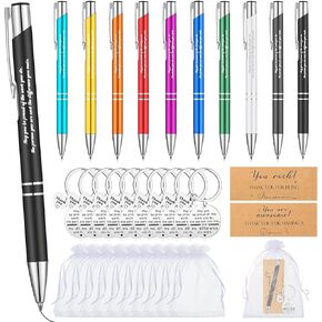 Teling Employee Appreciation Gifts Bulk Keychains for Coworkers Thank You Gifts Inspirational Ballpoint Pens for Employee Coworker Teachers(20 Sets)