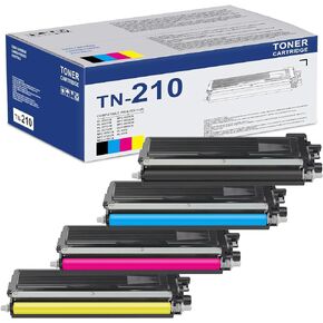 TN210 Toner Cartridge 4 Pack Black Cyan Magenta Yellow Replacement for Brother TN-210 Toner Cartridge Set (TN210BK, TN210C, TN210M, TN210Y)