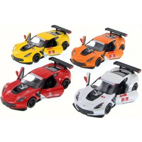 KiNSMART Chevy Corvette C7 (Four Color Bundle) - 1/36 Scale Diecast Race Cars w/Decals