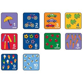 CPR735 Let’s Learn How to Count Seating Squares, 14" by 14" Each (Set of 10) – Fun, Colorful Graphics – Learn to Count from 1-10, Teaches Number Association – Easy to Store and Move