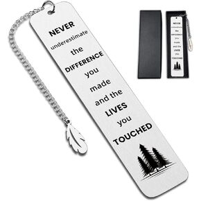 never underestimate the difference you made Inspirational Engraved Bookmark Thank You Reading Bookmark Clip for Women Men Friends Coworker Boss Book Lovers Graduation Christmas Birthday Gifts