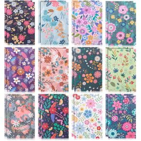 24 Pcs Floral Notebook, Mini Colorful Flower Patterns Notebook Inspirational Pocket Notepads Small Journal for Women Kids Teacher Classroom Office Bible Journaling Supplies, 4.9 x 3.1 Inches (Stylish)