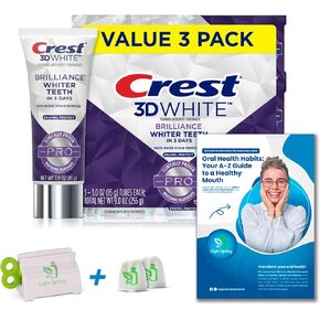 Crest 3D White Professional Enamel Protect Toothpaste, 3 pk./3.0 oz. with Extra: Toothpaste Squeezer, Two No-Mess Caps, Guide to Better Oral Health Habits Light&Spring.