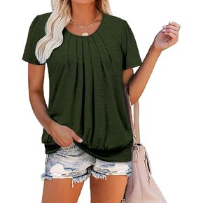 تي شيرت نسائي كاجوال بأكمام قصيرة من ZOLUCKY، تي شيرت برقبة واسعة، تونيك صيفي فضفاض in Kuwait