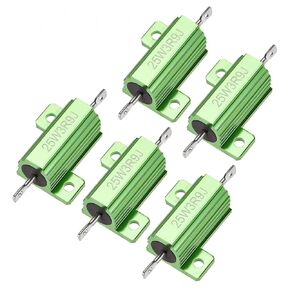uxcell 25W 3.9 Ohm 5% Aluminum Housing Resistor Screw Tap Chassis Mounted Aluminum Case Wirewound Resistor Load Resistor Green Tone 5 Pcs