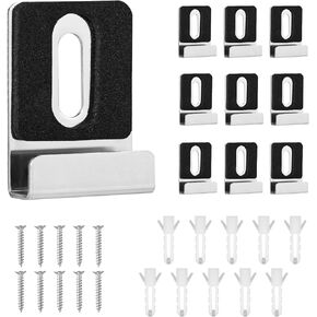 10pcs Metal Mirror Holder Kit, Mirror Hanger with Screws Rubber Pads Heavy Duty Mirror Clips Mirror Brackets for Frameless Display Mounting Wall Tile Billboard (Silver)
