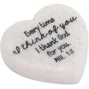 Thank God For You Scripture Heart 2.25 x 2.25 Cast Stone Plaque