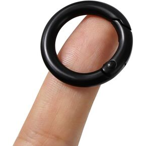 Metal Spring O Rings Clip Keychain, Round Clips Keyrings Snap Hook Buckle, Purse Shoulder Bag Chain Rings Clip Replacement (11mm, Black)