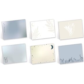 Boho Crystal Magic Sticky Note Assortment / 4" x 3" Blue Tan Repositionable Sticky Notes/Set of 6 Feminine Sun and Moon Pads/Made in The USA