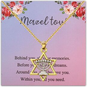 FEELMEM Bat Mitzvah Gift Mazel Tov Congratulations Necklace Best Friend Adult Ceremony Jewelry Bat Mitzvah Good Luck Gift