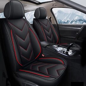 Car Seat Covers Fit for Chevy/Chevrolet Malibu 2007-2025 | Front Set Faux Leather, Waterproof, Automotive Seat Cover with Airbag Compatibility (2 Seat, Black Line)