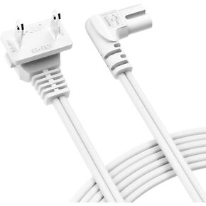 2 Prong Power Cord,Tv Power Cord for Samsung Roku Vizio Lg Roku Tv,Ac Power Cord for Ps4 Xbox Ps5 Ps3 Ps2 Monitor Printer(Iec320 C7 to Nema 1-15p), Right Angle Power Cable Replacement (12FT White)