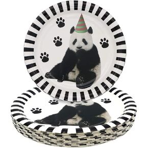 Pandecor Panda Party Supplies, 50 Pack 7 Inch Panda Disposable Paper Dessert Plates for Kid's Panda Themed Birthday Party Supplies