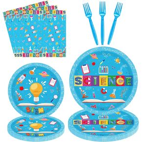 160 PCS Science Party Decorations Mad Scientist Theme Birthday Party Supplies Science Party Paper Dinnerware-Plate, Napkin for kid Science Lab Birthday Party Decoration Baby Shower for 40 Guests