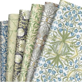 JarThenaAMCS 12 Sheets William Morris Floral Wrapping Paper -Not Roll- Greenery Gift Wrap Paper Folded Flat Art Paper for DIY Crafts Wedding Birthday Baby Shower, 19.7 x 27.6 Inch