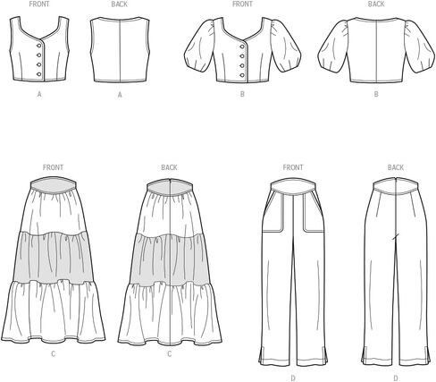 Simplicity Easy Misses' Crop Tops, Skirt and Pants Sewing Pattern Packet, Design Code S9791, Sizes 4-6-8-10-12, Multicolor in Saudi Arabia