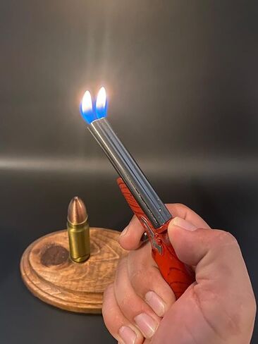 Wood Grain Double Tube Butane Lighter Refillable Adjustable Soft Flame,Cool Men Gift(No Gas) in Saudi Arabia