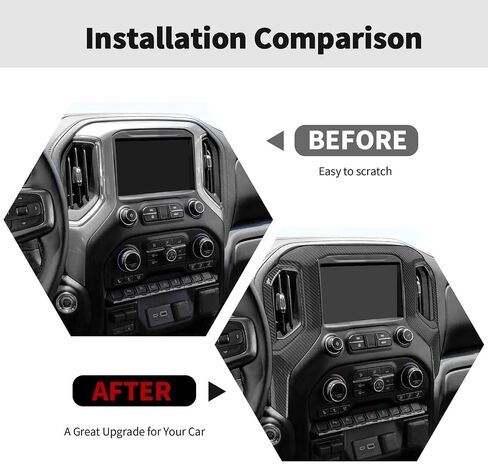 RT-TCZ Carbon Fiber Center Console Navigation GPS Panel Trim Cover Decoration Interior Accessories Compatible with Chevrolet Silverado 2019-2021,for GMC Sierra 2019-2022 in Saudi Arabia