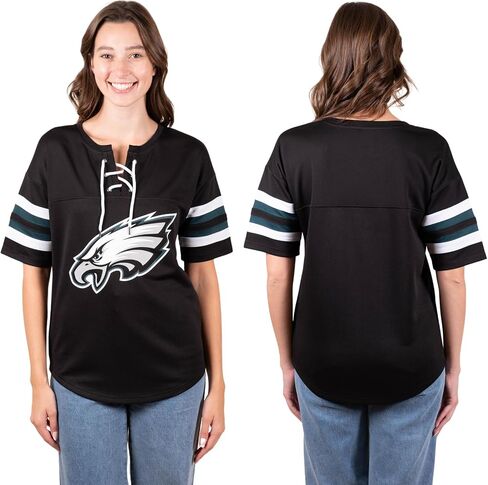 Ultra Game NFL Women's Lace Up Tee Shirt Penalty Box in Saudi Arabia
